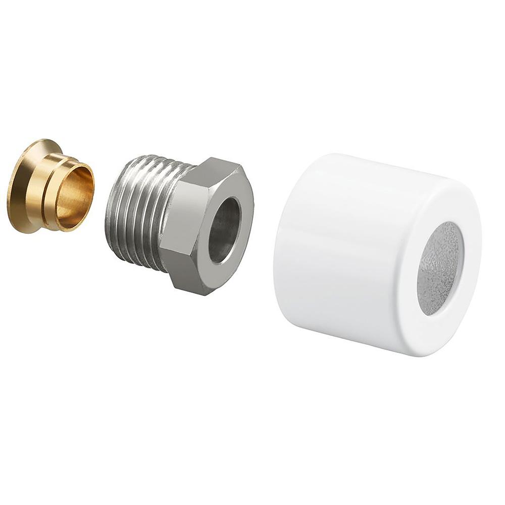 Compression Fit Radiator Valve Oventrop G 1/2 M x 12 mm White Powder Coated Compression Fitting Set ...