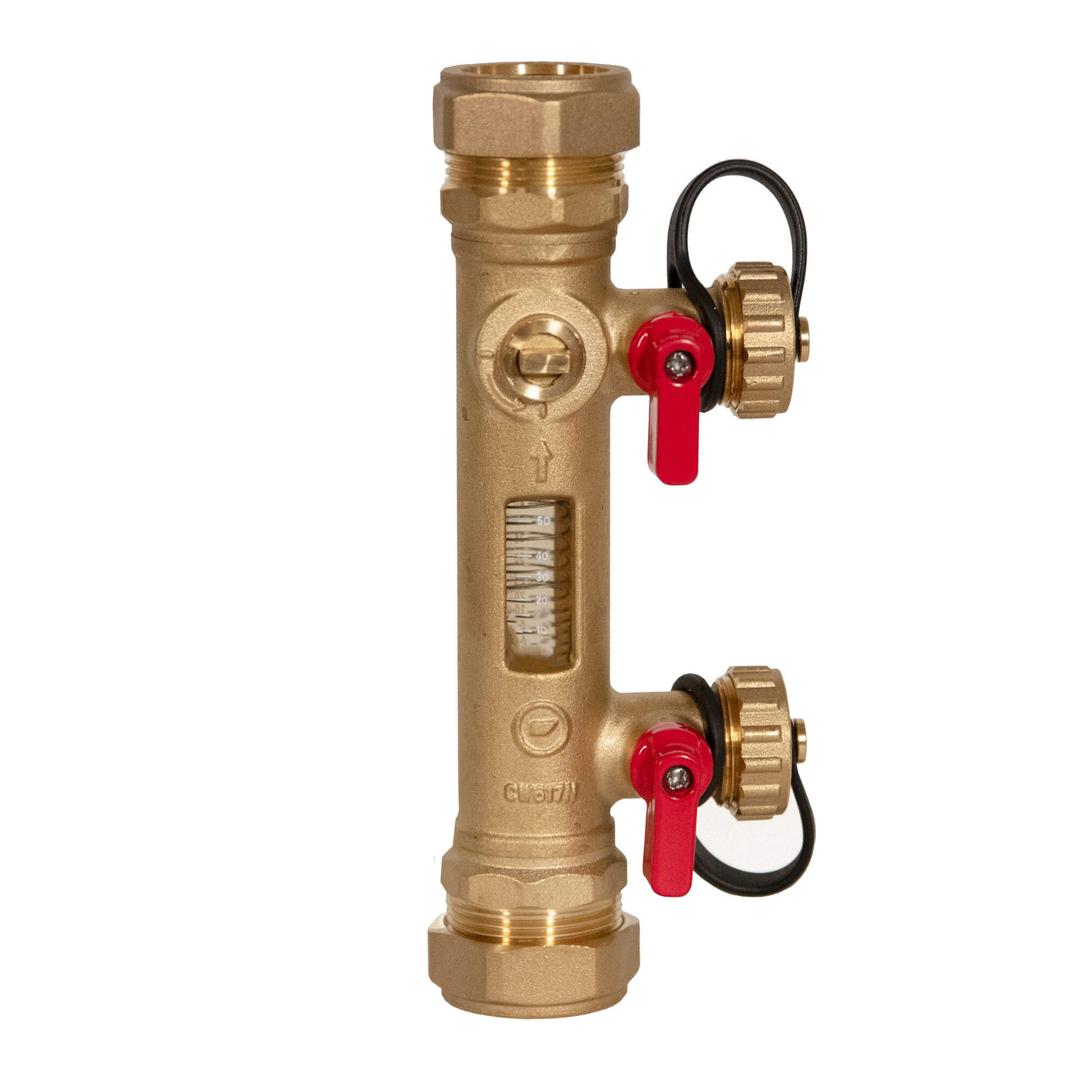 Flow Balancer Controller Intatec 28mm Flow Balancing Valve Complete With Fill and Flush 5 to 40 ...